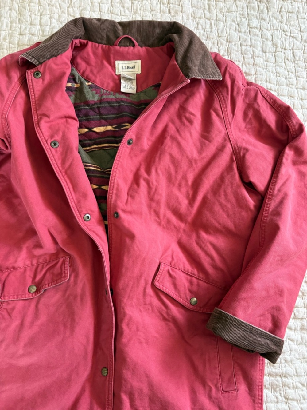 Vintage Women’s LL Bean Long Red Barn Chore Coat size Large